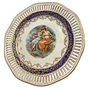 WINTERLING BAVARIA Pierced Reticulated Plate Ladies and Cherub Garden Scene 7.5”